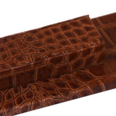 Cognac Brown Italian Patent Leather Library Set Holder